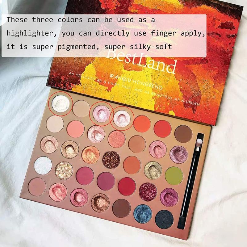 Glitter Eyeshadow Palette with Brush - Creamy Metallic and Matte Shades