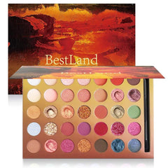 Glitter Eyeshadow Palette with Brush - Creamy Metallic and Matte Shades
