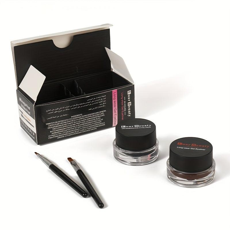 1PC 2-In-1 Brown Gel Eyeliner Set Waterproof Matte Smudge Proof 24-Hour Wear