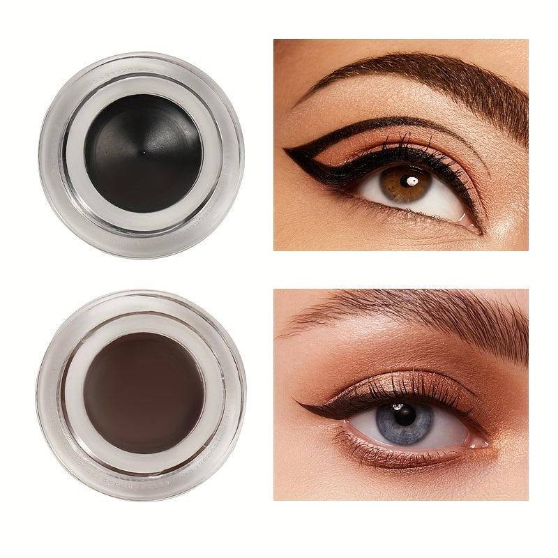 1PC 2-In-1 Brown Gel Eyeliner Set Waterproof Matte Smudge Proof 24-Hour Wear