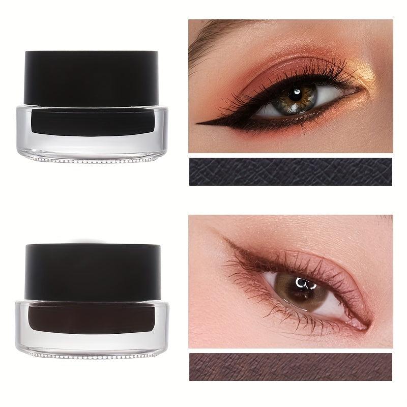 1PC 2-In-1 Brown Gel Eyeliner Set Waterproof Matte Smudge Proof 24-Hour Wear