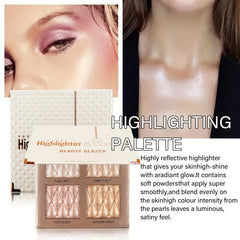 4 Highlighter Palette Glitter Shimmer Pearl for Brightening