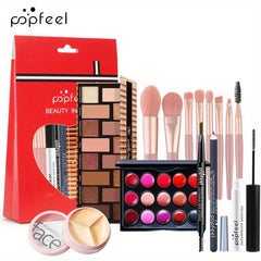 Complete Makeup Set with Brushes Gift Bag