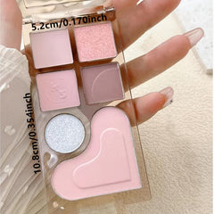 6-Color Eyeshadow Blush Palette Matte Pearly Finish Brown Pink Tone Makeup