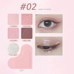 6-Color Eyeshadow Blush Palette Matte Pearly Finish Brown Pink Tone Makeup