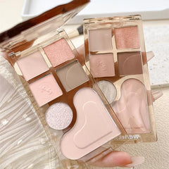 6-Color Eyeshadow Blush Palette Matte Pearly Finish Brown Pink Tone Makeup