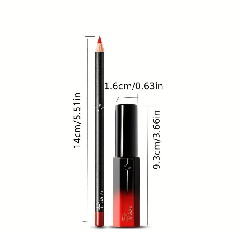 Lip Liner Pen Lip Gloss Set 4 Colors High Pigmented