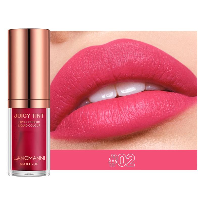 Matte Lip Glaze Lipstick Lip Cheek Blush Dual use Velvet Texture Blush