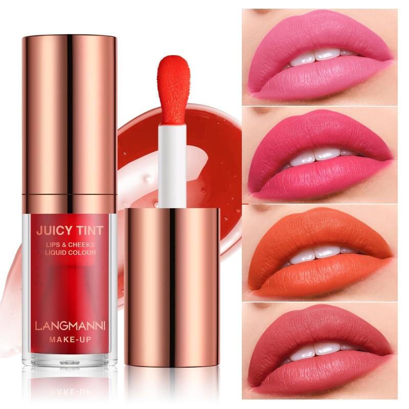 Matte Lip Glaze Lipstick Lip Cheek Blush Dual use Velvet Texture Blush