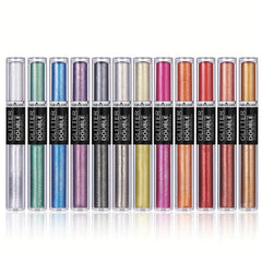 12 Colors Double Ended Mascara Eyeliner Set Sparkle Eye Makeup Set