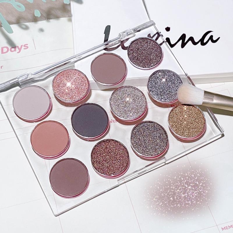 12-Color Eyeshadow Palette Natural Nude Makeup Matte Shimmer Glitter Pigment