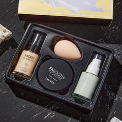 4-Piece Liquid Foundation Powder Puff Loose Powder Set