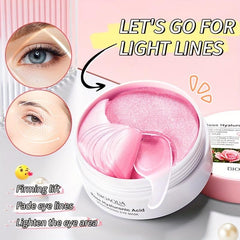 60pcs Rose Hyaluronic Acid Eye Masks for Moisturizing and Dark Circle Reduction