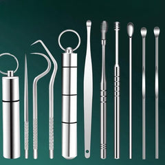 Stainless Steel Ear Spoon Set & Compact Case - Gentle Ear Care