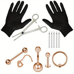 Stainless Steel Body Piercing Kit Nose Lip Ear Professional Piercing Tools