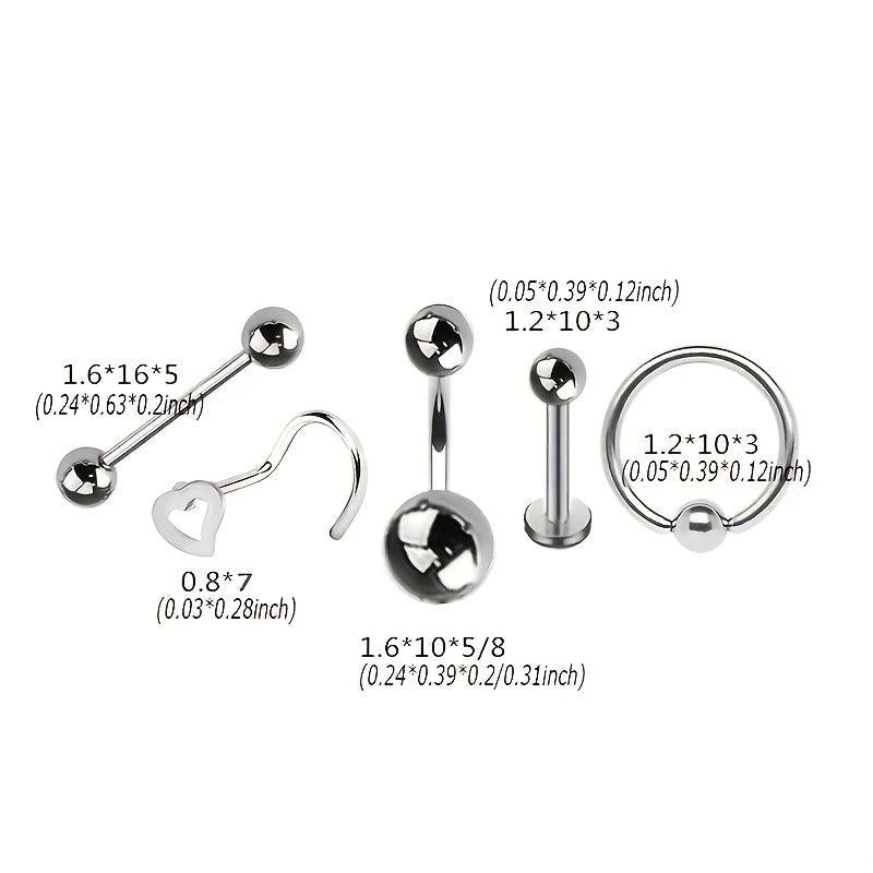 Stainless Steel Body Piercing Kit Nose Lip Ear Professional Piercing Tools
