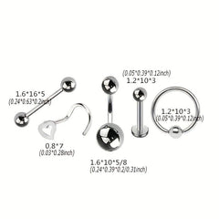 Stainless Steel Body Piercing Kit Nose Lip Ear Professional Piercing Tools