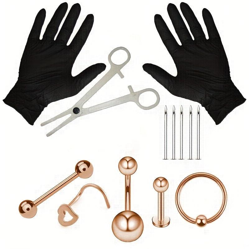 Stainless Steel Body Piercing Kit Nose Lip Ear Professional Piercing Tools