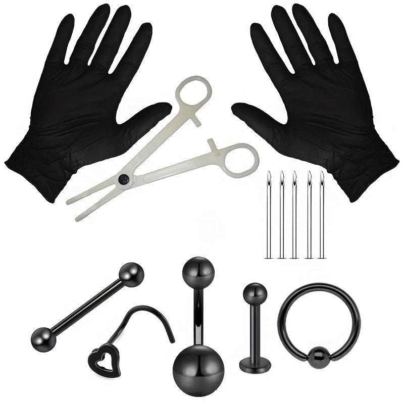 Stainless Steel Body Piercing Kit Nose Lip Ear Professional Piercing Tools