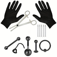 Stainless Steel Body Piercing Kit Nose Lip Ear Professional Piercing Tools