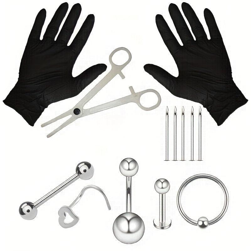 Stainless Steel Body Piercing Kit Nose Lip Ear Professional Piercing Tools
