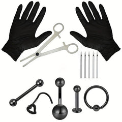 Stainless Steel Body Piercing Kit Nose Lip Ear Professional Piercing Tools