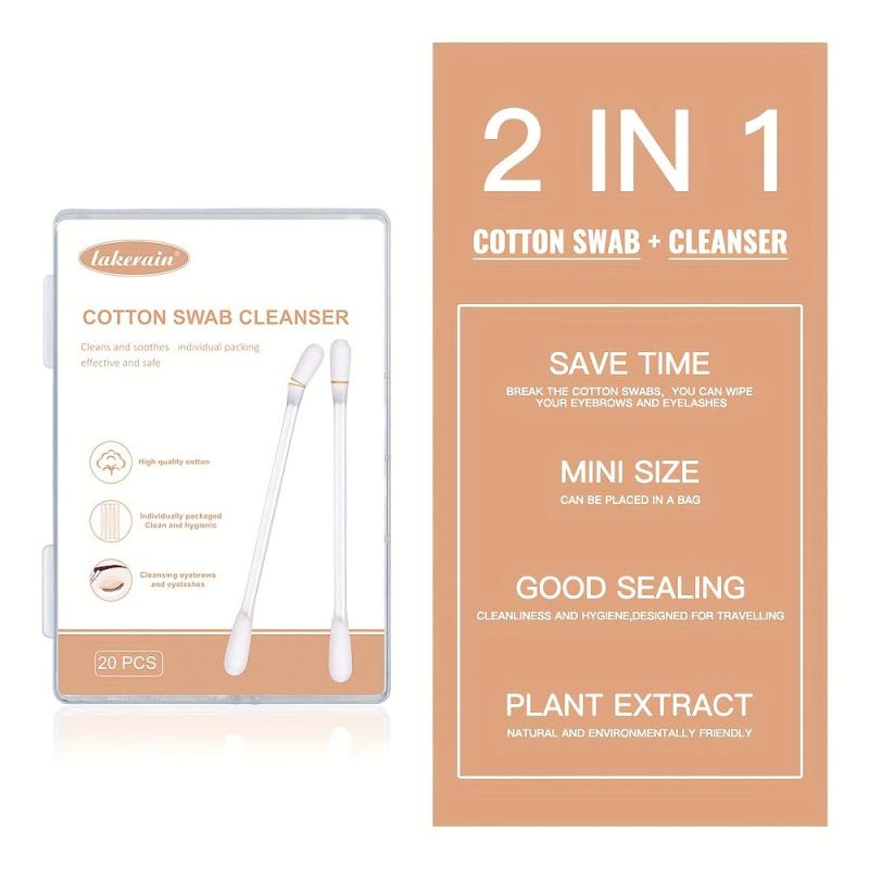 20Pcs Makeup Remover Swabs for Eye Lip Eyebrow Makeup Removing Sticks