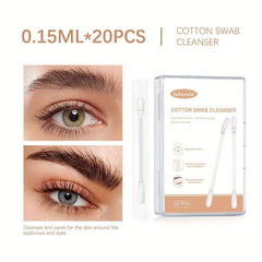 20Pcs Makeup Remover Swabs for Eye Lip Eyebrow Makeup Removing Sticks