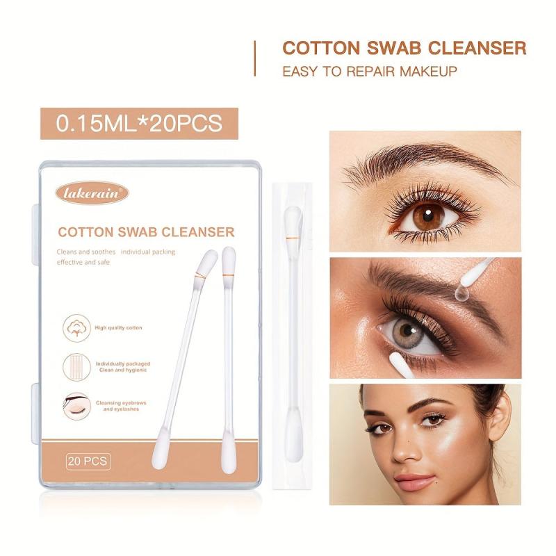 20Pcs Makeup Remover Swabs for Eye Lip Eyebrow Makeup Removing Sticks