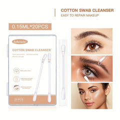20Pcs Makeup Remover Swabs for Eye Lip Eyebrow Makeup Removing Sticks