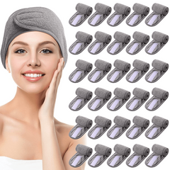 30 Pcs Adjustable Spa Headband for Face Washing & Shower Towel Wrap for Girls