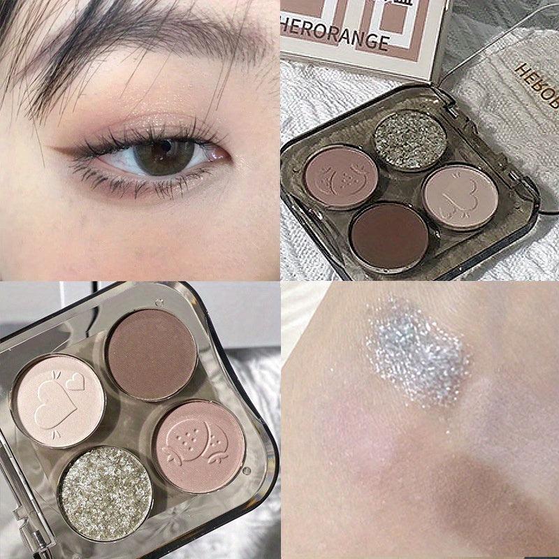 Smokey Gothic Eyeshadow Palette 4 Colors Pearly Glitter Matte Finish