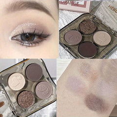 Smokey Gothic Eyeshadow Palette 4 Colors Pearly Glitter Matte Finish