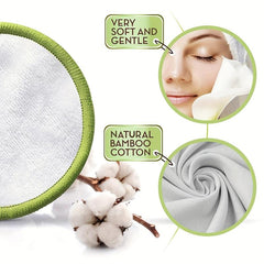 20pcs Reusable Bamboo Makeup Remover Pads - Eco Friendly, All Skin Types