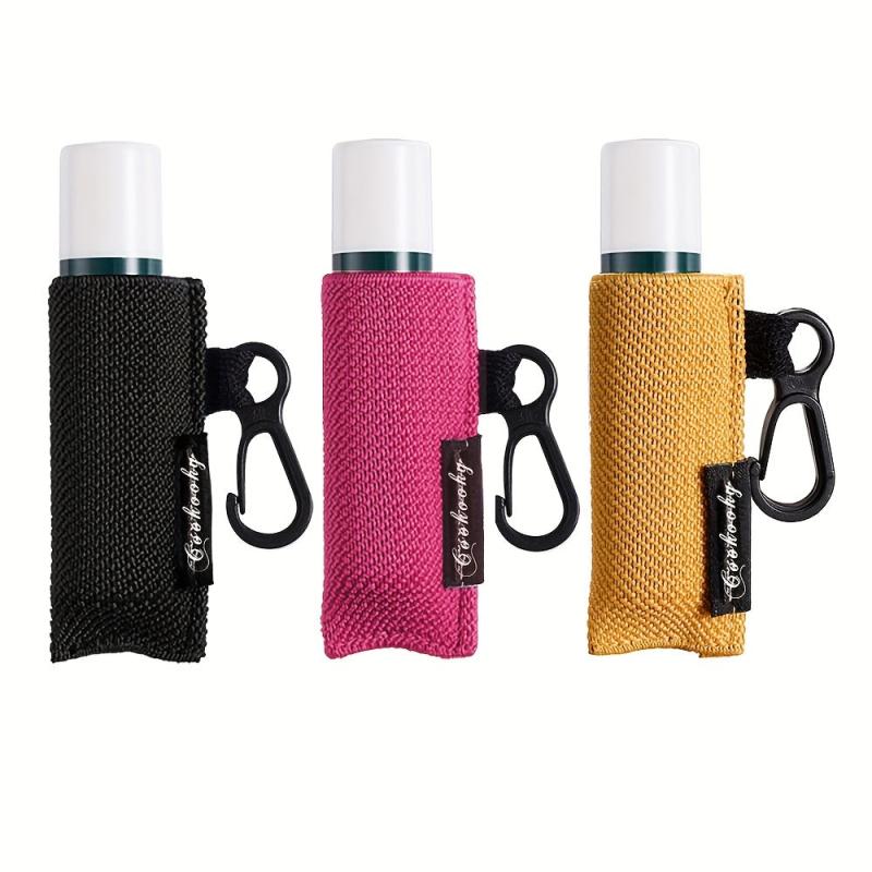 3pcs Stylish Lip Balm Pouch with Keychain for On-the-Go Use