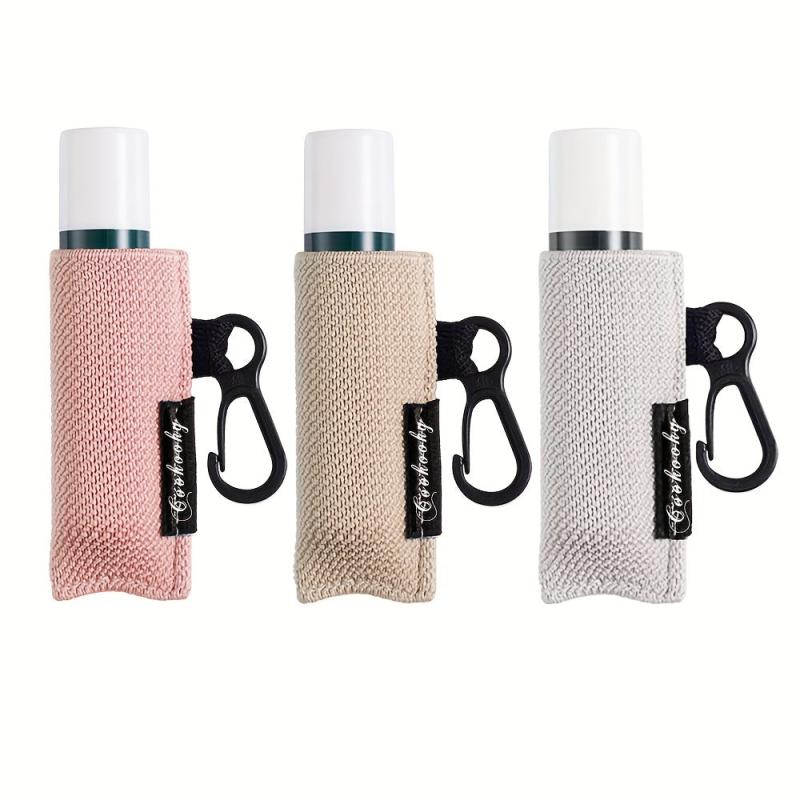 3pcs Stylish Lip Balm Pouch with Keychain for On-the-Go Use