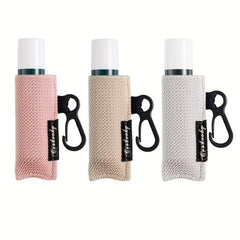 3pcs Stylish Lip Balm Pouch with Keychain for On-the-Go Use