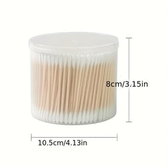 500pcs Disposable Cotton Swabs With Case - Round Tip Ear Nose Clean Beauty Tools