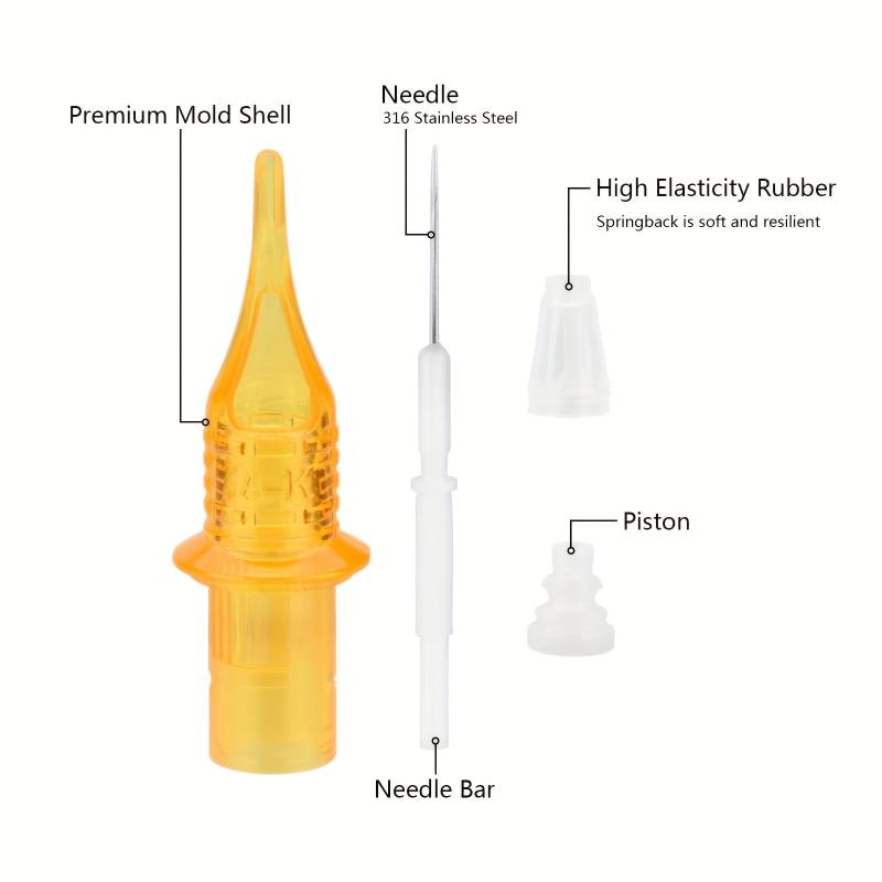 Yellow 20pcs Tattoo Cartridge Needles Disposable 1RL 3RL 5RL 7RL