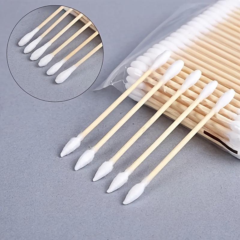 100-500pcs Disposable Double Thick Cotton Swabs for Ears & Makeup