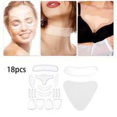18pcs Silicone Wrinkle Diminishing Pad Face Neck Hand Care Skin Lifting Tool