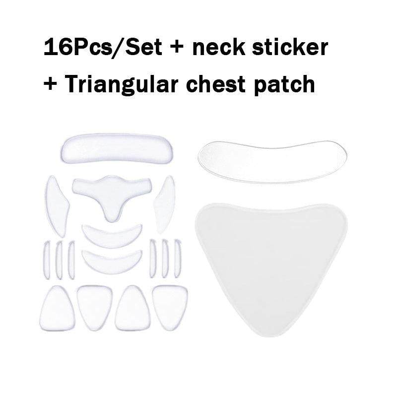 18pcs Silicone Wrinkle Diminishing Pad Face Neck Hand Care Skin Lifting Tool