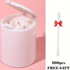 100pcs Cotton Swabs with Press Type Storage Box - Daily Cleaning & Makeup