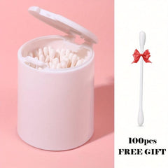 100pcs Cotton Swabs with Press Type Storage Box - Daily Cleaning & Makeup