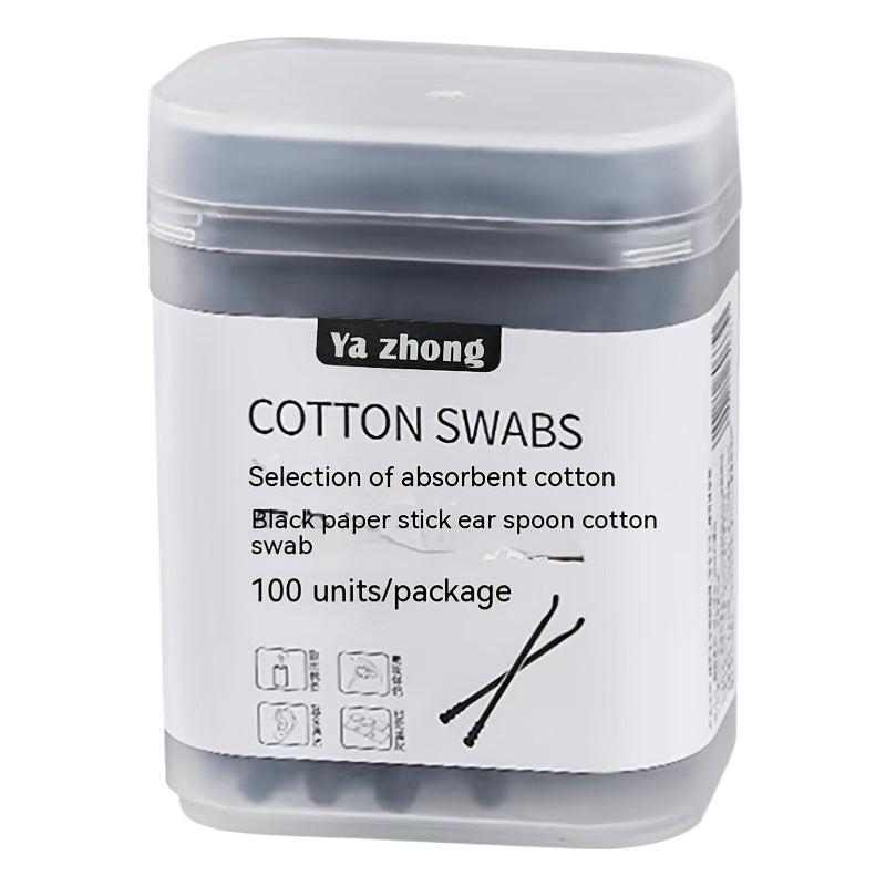 100 Disposable Double Head Cotton Swabs with Case for Ear Nose Clean