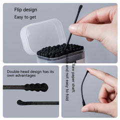 100 Disposable Double Head Cotton Swabs with Case for Ear Nose Clean