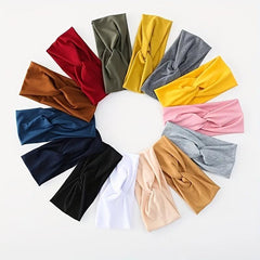 Solid Striped Cross Hairband Sports Stretchy Headband Yoga
