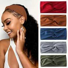 Solid Striped Cross Hairband Sports Stretchy Headband Yoga