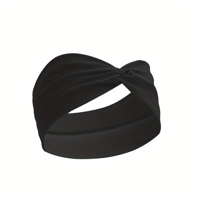 Solid Striped Cross Hairband Sports Stretchy Headband Yoga