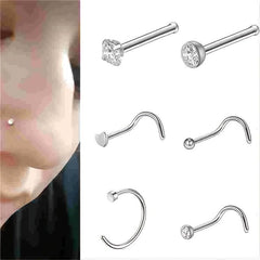 23pcs 316L Steel Sterile Nose Ring Stud Piercing Kit Gun Tool Earring Machine